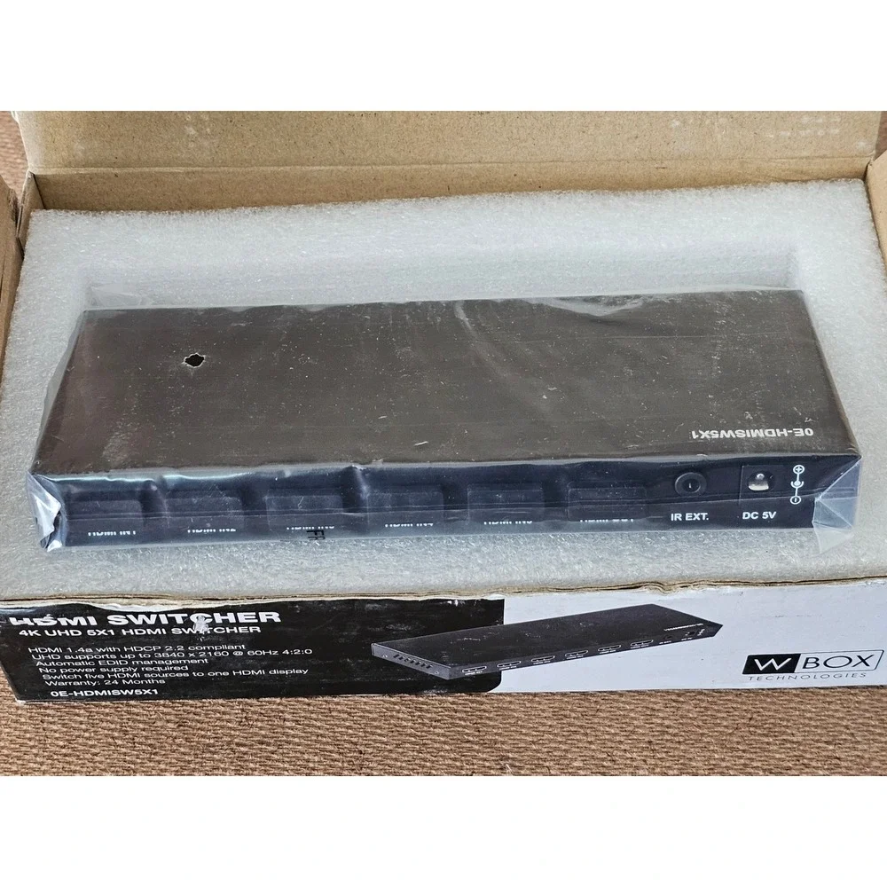 W Box Technologies Avarro 0E-HDMISW5X1 5x1 HDMI Switcher 4K UHD New 3840 x 2160